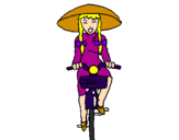 Dibuix Xina amb bicicleta pintat per Carlota