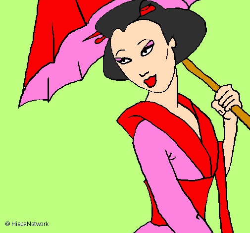 Geisha amb paraigua