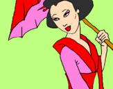 Dibuix Geisha amb paraigua pintat per *Maria*