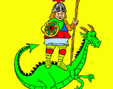 Dibuix Sant Jordi i el drac pintat per ARNAU