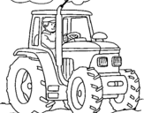 Dibuix Tractor en funcionament  pintat per eric n