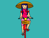 Dibuix Xina amb bicicleta pintat per emma