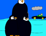 Dibuix Família pingüí  pintat per Judit