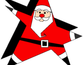 Dibuix Pare Noel en forma d'estrella  pintat per estel papa noel