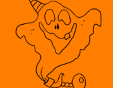 Dibuix Fantasma amb barret de festa pintat per monstres