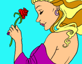Dibuix Princesa amb una rosa pintat per Barbi