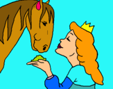 Dibuix Princesa i cavall pintat per awa jallow mas