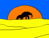 Dibuix Elefant en l'alba pintat per JAN