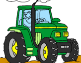 Dibuix Tractor en funcionament  pintat per vehicles 
