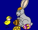 Dibuix Pollet, conillet i ous pintat per laura abella