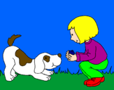 Dibuix Nena i gos jugant  pintat per Aina