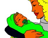 Dibuix Mare amb la seva nadó II pintat per meme