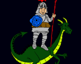 Dibuix Sant Jordi i el drac pintat per isaac