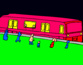 Dibuix Passatgers esperant al tren  pintat per aliz