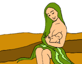 Dibuix Mare amb la seva nadó pintat per Celia