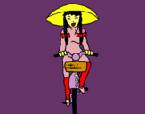 Dibuix Xina amb bicicleta pintat per eneri