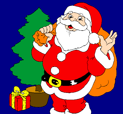 Santa Claus i un arbre de nadal 