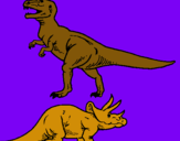 Dibuix Triceratops i tiranosaurios rex  pintat per carxadontosaura