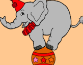 Dibuix Elefant sobre una pilota pintat per MARGA