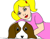 Dibuix Nena abraçant al seu gos  pintat per Núria