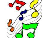 Dibuix Notes en l'escala musical  pintat per LAILA I MAMI