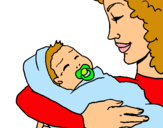Dibuix Mare amb la seva nadó II pintat per llangonissa