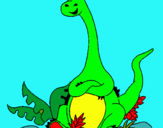 Dibuix Diplodocus assegut  pintat per carles