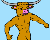 Dibuix Cap de búfal pintat per dilu