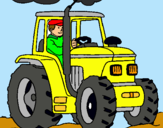 Dibuix Tractor en funcionament  pintat per josep