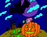 Dibuix Paisatge de Halloween pintat per cristina