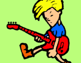 Dibuix Nen tocant la guitarra  pintat per alex  pros  hasler