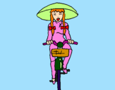 Dibuix Xina amb bicicleta pintat per Marta