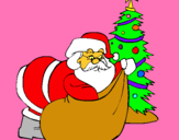 Dibuix Pare Noel repartint regals  pintat per mar baro tort