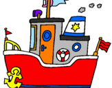 Dibuix Vaixell amb ancora  pintat per hello kitty anna