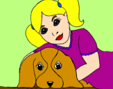 Dibuix Nena abraçant al seu gos  pintat per Tura