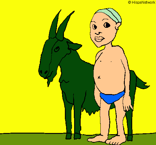 Dibuix Cabra i nen africà pintat per dfdwr