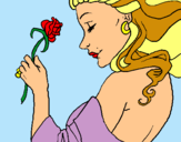 Dibuix Princesa amb una rosa pintat per nuria.p.h