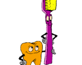 Dibuix Queixal i raspall de dents pintat per ÀLEX
