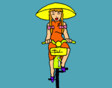 Dibuix Xina amb bicicleta pintat per abril