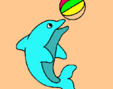 Dibuix Dofí jugant amb una pilota pintat per Neus filba