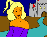 Dibuix Princesa i castell pintat per JANA