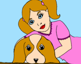 Dibuix Nena abraçant al seu gos  pintat per Claudia caparros