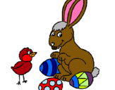 Dibuix Pollet, conillet i ous pintat per Bona Pasqua. Rafa