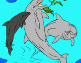 Dibuix Dofins jugant pintat per dofins saltarins
