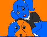 Dibuix Nena abraçant al seu gos  pintat per hhjyjtuututyhhhnbghhh