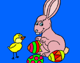 Dibuix Pollet, conillet i ous pintat per Anna feliç pasqua!!!!!!!!