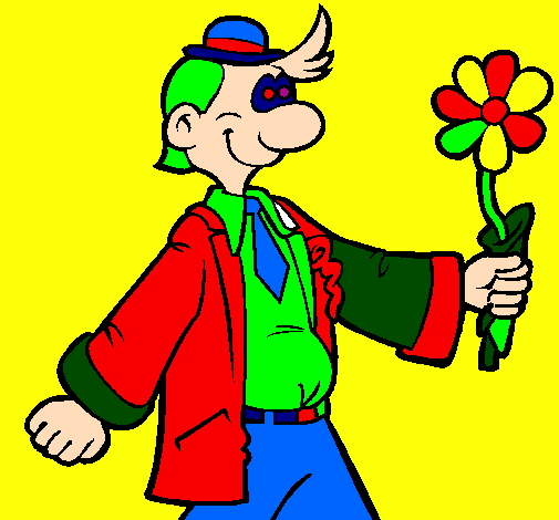 Home alegre amb una flor