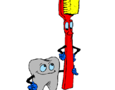 Dibuix Queixal i raspall de dents pintat per DRAC