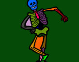 Dibuix Esquelet content  pintat per carleteta