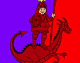Dibuix Sant Jordi i el drac pintat per JAN